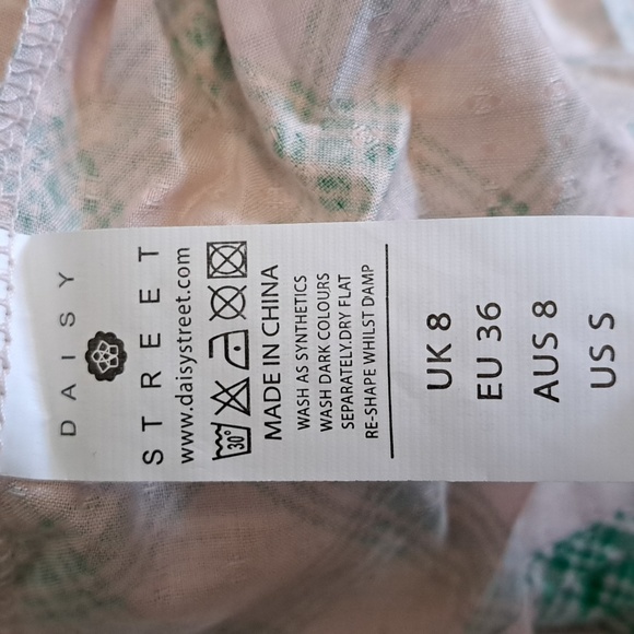 ASOS Daisy Street Check Balloon Sleeve Top Pink Green - Picture 13 of 14